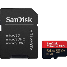 Sandisk 64GB microSDXC Extreme Pro Class 10 UHS-I A2 C10 V30 + adapterrel memóriakártya