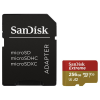 Sandisk MicroSD kártya - 256GB microSDXC Extreme (190/130 MB/s, Class 10 UHS-I U3, A2 V30) + adapter