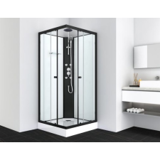  Sanotechnik STIL 2 hidromasszázs 90x90x225cm szögletes zuhanykabin, fekete (PS18B) kád, zuhanykabin