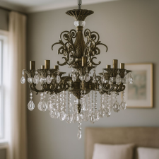  SANSSOUCI Magno kristálycsillár, 8xE14, átmérő 65cm, antik sárgaréz világítás