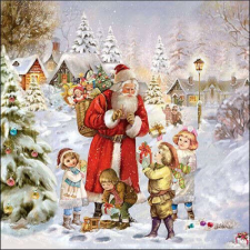 Santa bringing presents papírszalvéta 33x33cm 20db-os papírárú, csomagoló és tárolóeszköz