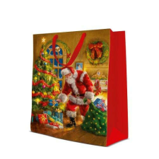 Santa is Here papír ajándéktáska big 30x41x12cm ajándéktasak