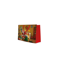 Santa is here papír ajándéktáska horizontal 33,5x26,5x13cm ajándéktasak