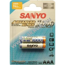 Sanyo Panasonic Micro akku típus HHR-4EPT/BA2 AAA (sorozat: 1000) 2db/csom. tölthető elem