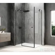 Sapho GLOBE BLACK nyílóajtó oldalfallal,1000x800mm, balos, transzparent üveg (GB1010-3215LB) kád, zuhanykabin