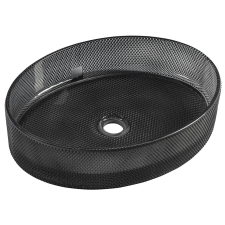 Sapho NOBAL gravírozott üvegmosdó, átm:49x38 cm, fekete fürdőkellék