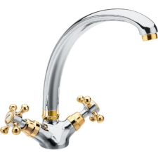 Sapho REITANO ANTEA kétkaros mosogató-csaptelep, króm/arany csaptelep