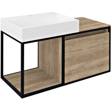 Sapho Skara szekrény 100x46.5x49.5 cm Függesztett, mosdó alatti fekete CG004-2222 fürdőszoba bútor