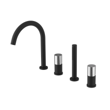 Sapho ULTRATAP kádperemre építhető csaptelep. kifolyócsővel és kézizuhannyal. matt fekete/króm csaptelep