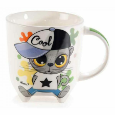 Sapkás macskás porcelán bögre - 350 ml bögrék, csészék