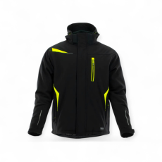 Sara Comfort Winter bélelt softshell hosszú kabát fekete - sárga