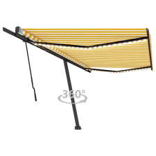  Sárga és fehér kézzel kihúzható LED-es napellenző 500x300 cm kerti bútor