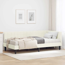  Sarok Ágykeret Matraccal fejtámlával Krém 90 x 190 cm Bársony ágy és ágykellék
