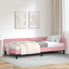 Sarok Ágykeret Rózsaszín 100 x 200 cm Bársony és Mérnökölt fa ágy és ágykellék