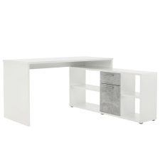  Sarok íróasztal, fehér/beton, NOE NEW íróasztal