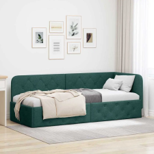  Sarokágy keret fejtámlával Sötétzöld 80 x 200 cm szövet ágy és ágykellék