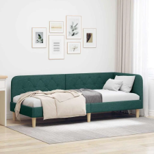  Sarokágy keret fejtámlával Sötétzöld 80 x 200 cm szövet ágy és ágykellék