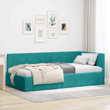  Sarokágy keret fejtámlával Türkiz 100 x 200 cm Bársony ágy és ágykellék