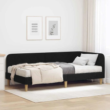  Sarokágy keret matracmal fejtámlával Fekete 90 x 200 cm szövet ágy és ágykellék