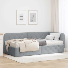  Sarokágy keret matracmal Világosszürke 90 x 200 cm szövet ágy és ágykellék