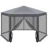 Saska Garden Hatszögű Kerti Pavilon 2X2X2X2,5M Szúnyoghálóval, Szürke