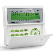  Satel INT-KLCDR-GR LCD kezelő INTEGRA központokhoz, kártyaolvasóval és lenyíló billentyűzetvédővel, zöld biztonságtechnikai eszköz