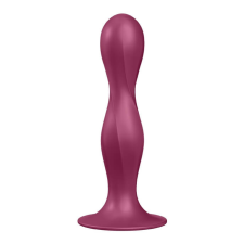 Satisfyer Double Ball-R - tapadótalpas súlyozott dildó (piros) műpénisz, dildó