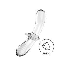 Satisfyer Double Crystal - 2 végű üveg dildó (áttetsző) műpénisz, dildó