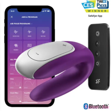 Satisfyer Double Fun - okos, vízálló, rádiós párvibrátor (lila) vibrátorok