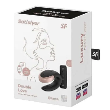 Satisfyer Double Love - okos, akkus, vízálló, rádiós párvibrátor (fekete) vibrátorok