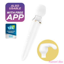 Satisfyer Double Wand-er - okos masszírozó vibrátor (fehér) vibrátorok