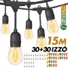 Savineo Kültéri fényfüzér kerti égősor girland 15m + 30db színes parti izzó | Sorolható IP44 E27