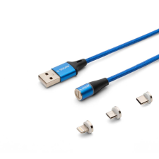 Savio 3az1-ben type-C,Micro USB,Lightning mágneses kábel 1m kék (CL-154) (CL-154) kábel és adapter