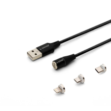 Savio 3az1-ben USB C-Micro USB-Lightning mágneses kábel 2m fekete (CL-155) kábel és adapter