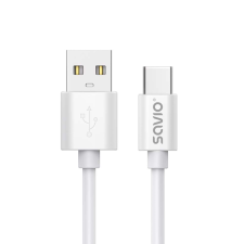 Savio CL-168 USB-A apa - USB-C apa Adat és töltő kábel - Fehér (2m) (CL-168) kábel és adapter