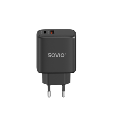 Savio LA-06/B USB-C / USB-A Hálózati töltő - Fekete (30W) mobiltelefon kellék