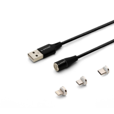 Savio USB 2.0 A - USB C/Micro USB/Lightning kábel 2m - Fekete kábel és adapter