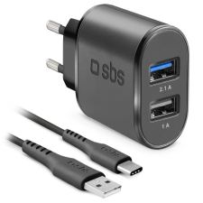 SBS TEKITTRC2U2AFASTK 2x USB Type-A Hálózati töltő - Fekete (10W) (TEKITTRC2U2AFASTK) mobiltelefon kellék