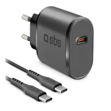 SBS USB-C Hálózati töltő - Fekete (15W) + USB-C / USB-C Kábel mobiltelefon kellék