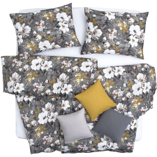 Scanquilt SATÉN DESIGN ágyneműhuzat, szürke-sárga glamour minta 140 × 200/70 × 90 cm lakástextília