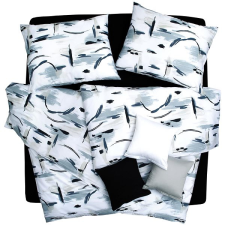Scanquilt Saten Tencel Design - japan, fehér-szürke-fekete, 140 × 200/70 × 90 cm lakástextília
