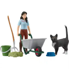 Schleich 42747 Istálló takarító készlet Emilyvel és cicájával játékfigura