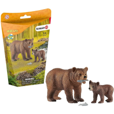 Schleich Grizzli medve bocsával figura (42473) (sch42473) játékfigura