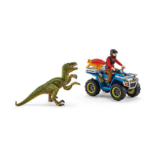 Schleich Menekülés quaddal a velociraptor elől (41466) játékfigura