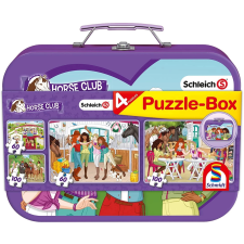 Schmidt Schmidt Puzzle: Lovasklub 4 az 1-ben fém bőröndben puzzle, kirakós