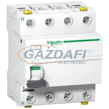 SCHNEIDER A9Z83463 ACTI9 iID THV áram-védőkapcsoló, A osztály, 4P, 63A, 100mA-S villanyszerelés