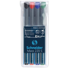 SCHNEIDER Alkoholos marker készlet, OHP, 0,4 mm, SCHNEIDER "Maxx 220 S", 4 különböző szín filctoll, marker
