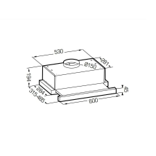 SCHNEIDER Beépített teleszkópos motorháztető, Schneider, 294 m³/h, 60 cm, rozsdamentes acél páraelszívó