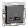 Schneider Electric Schneider EPH2700371 ASFORA Dupla USB töltő, 2,4A, A+C, antracit