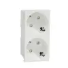 Schneider Electric SCHNEIDER NU306618 UNICA SYSTEM+ 2x2P+F csatlakozóaljzat 45°, biztonsági zsaluval, rugós, fehér